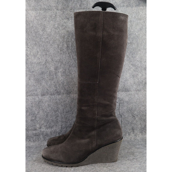 Gabor Shoes Womens 10 Wedge Boots Suede Knee High Zip Fashion Rinkata Patchwork - Picture 5 of 16